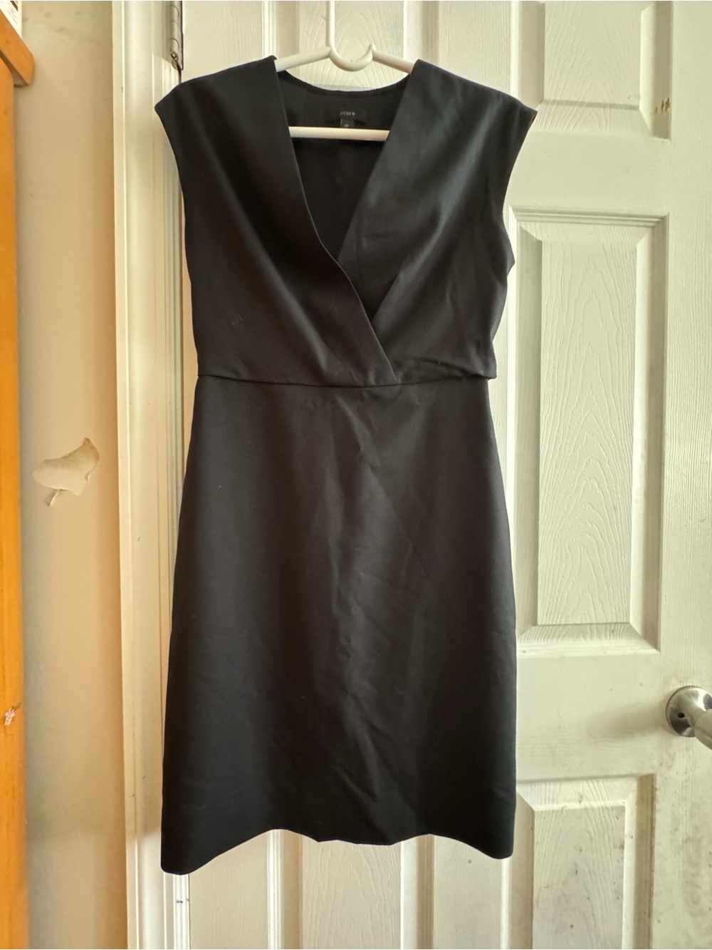 J. Crew Black V-Neck Midi Sheath Dress